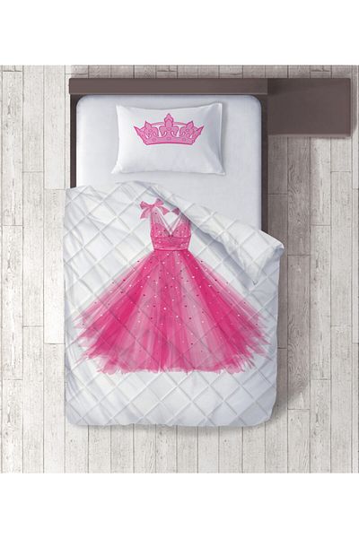 yok yok evim eve dair her şey Princess Dress Digital Printed Single Quilt Set