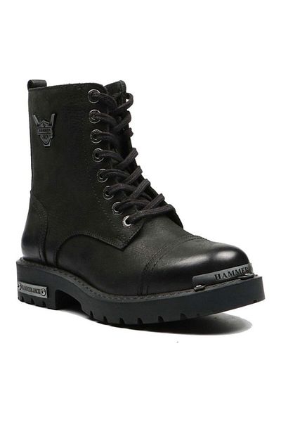 Hammer Jack 17600 Men's Black Genuine Leather Metal Buckle Rubber Thick Sole Daily Sports Boots