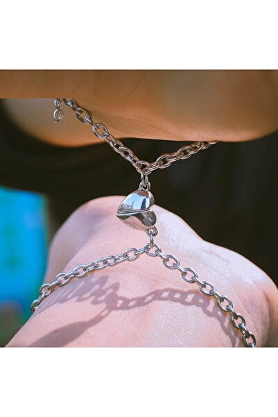 The Collection Mıknatıslı Kalp Sevgili Çift Bilekliği Kalp Bileklik