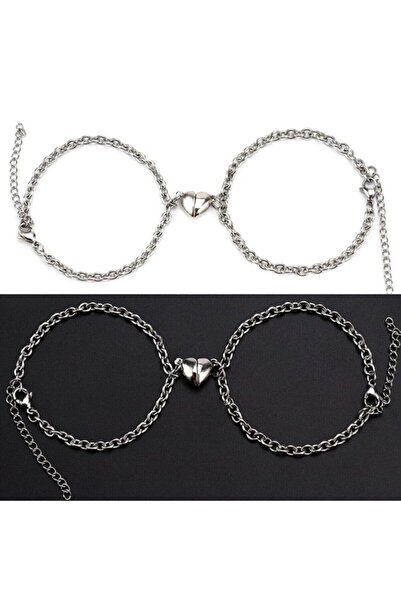 The Collection Mıknatıslı Kalp Sevgili Çift Bilekliği Kalp Bileklik