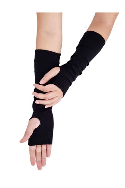 Metal Giyim Düz Siyah Kol Çorabı