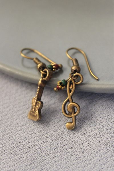 delay art Ethnic Bohemian Guitar Motif Dangle Bronze Bijouterie Jewelry