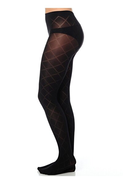 Penti Kadın Siyah Elmas Desen Külotlu Çorap