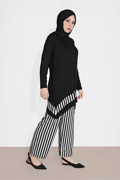 TRENDTESETTÜR Striped Asymmetrical Cut Trousers Suit 7416