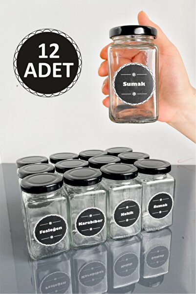 Sezka Life 12 Adet Metal Kapaklı Kavanoz Baharatlık Ve 21 Adet Baharat Etiket...
