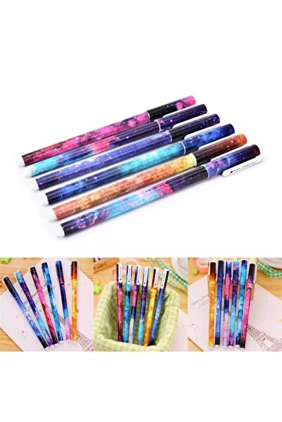 YEŞİL KIRTASİYE Galaksi Renkli Jel Tükenmez Kalem Seti 6lı