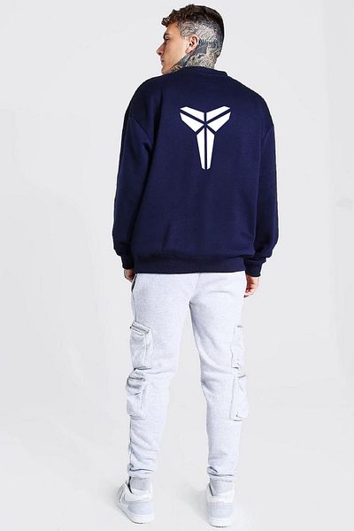 Buğraterzimoda Μπλε Navy Μπλε φούτερ Kobe Bryant με στάμπα oversize