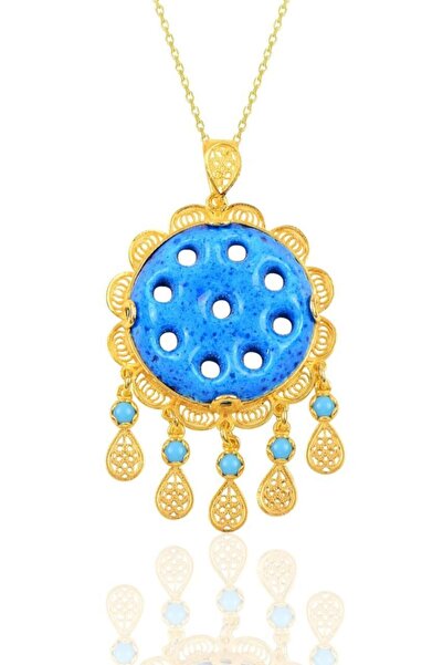 Nev Tasarım Altın Kaplama Dokuz Göz Gümüş Süryani Kolye