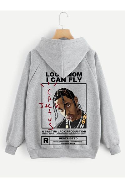 DEEPSENCE Unisez Oversize Hooded Sweatshirt Cactus Gray