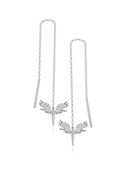 SARIASLAN 925 Ayar Gümüş Taşlı Melek Zincir Gümüş Küpe