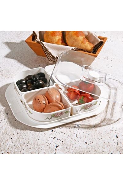 Kosova Royal Windsor Melamine 4 Compartment Covered Breakfast Bowl