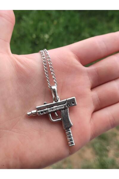 The Collection Uzi Başlıklı Gümüş Renk Kolye