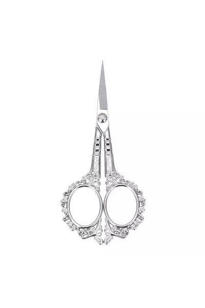 OzanTuhafiye Vintage Silver Embroidered Flower Pattern Engagement Scissors