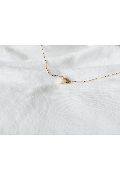 Ophelia Hobby&More Beyaz Mineli Minimal Kalp, Kolye
