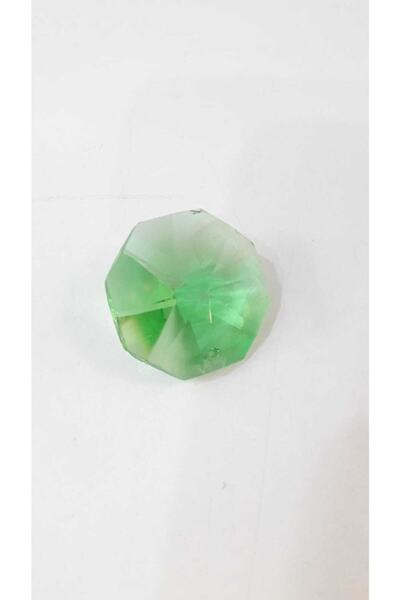 ADA AVİZE Tek Delikli Işlenmiş Octagon 27 Mm Kristal Cam Avize Taşı Yeşil