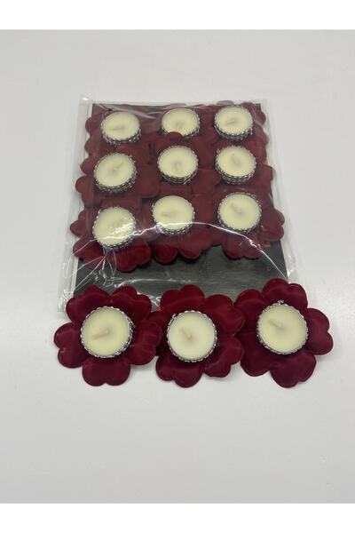 ZEYMERADE Bordo Nedime El Mumu, 12 Adet, Düğün, Kına Gecesi, Kına Mumu, Bride, Sünnet, Bekarlığa Veda