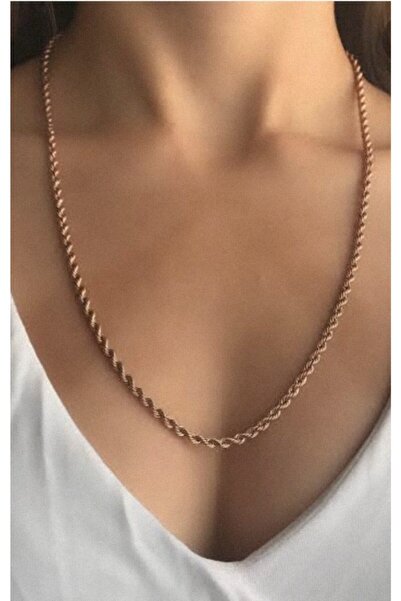 Çelik Burgu Model Rose Kolye