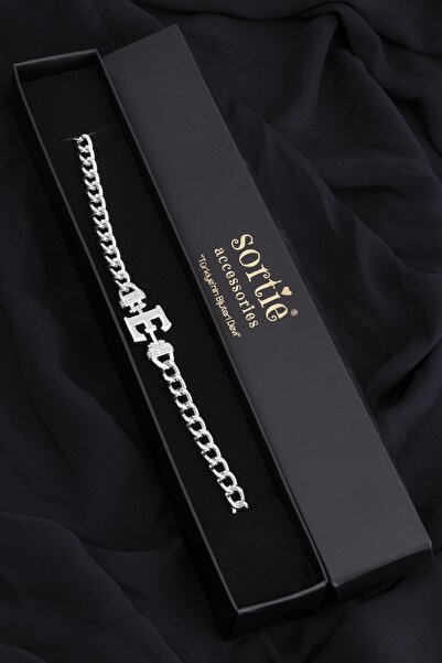 Sortie Aksesuar Zirkon Taşlı Tasarım Harf Bileklik E