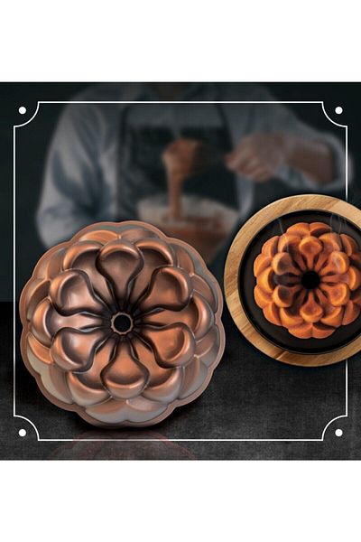 lisa Magnolia Patterned Copper Mold Granite Cast Cake