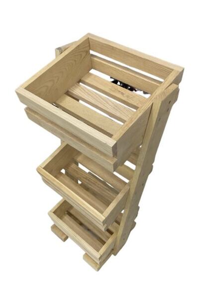 PAKÇAM KERESTE Dekoratif Ahşap Meyve Sebzelik 3 Katlı