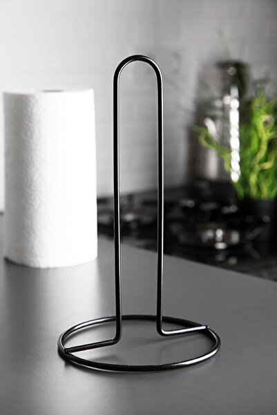 İLİVA Black Paper Roll Towel Holder, Black, Metal Towel Paper Napkin Holder, Table Top Paper Towel Holder