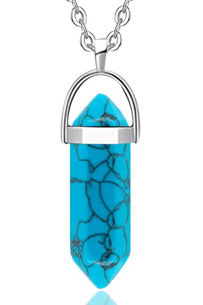 Tesbih Atölyesi Certified Nail Model Natural Turquoise (TURQUOISE) Stone Necklace