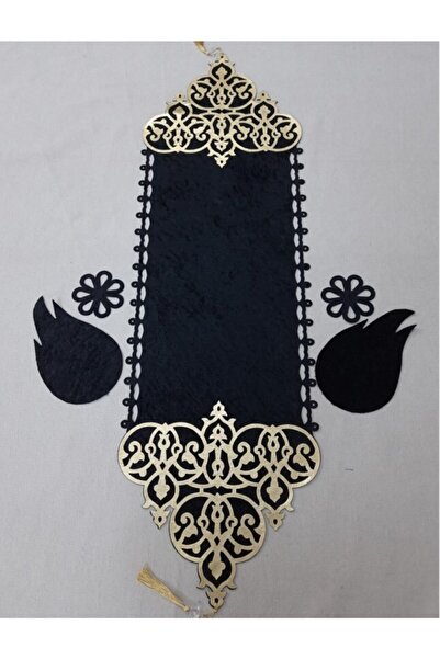 SEHARA Runner/100x31cm/1 bucată/catifea/100cm/negru-auriu (2 frunze, CADOU MOTIF DE FLORI)