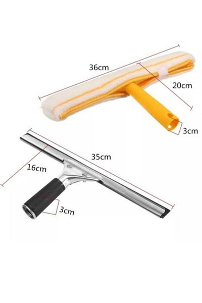 AYLA STAND Windshield Cleaning Apparatus Squeegee Metal 35cm+ Microfiber Plush And Apparatus 35 Cm And Microfiber Cloth