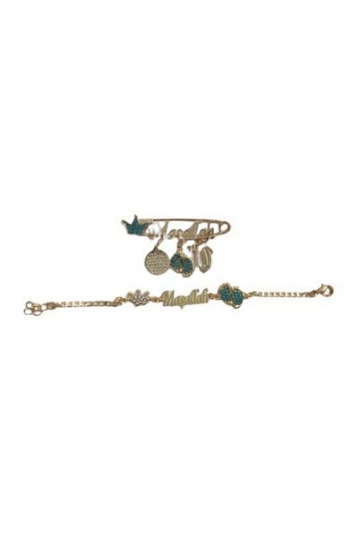Zirve Gold Plated - Baby Bracelet and Mashallah Pin