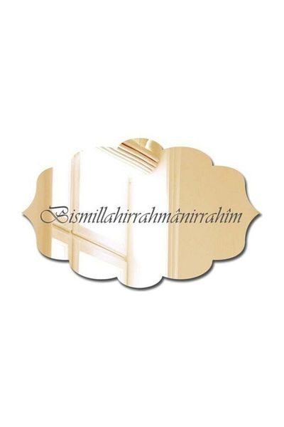 3D Basmala Plexiglass Door Ornament Gold Mirror - Aks01
