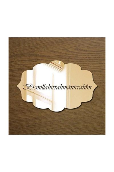 3D Basmala Plexiglass Door Ornament Gold Mirror - Aks01