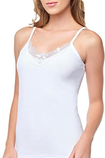 Tutku Iç Giyim Kadın Ip Askılı Güpürlü Dantelli Atlet 6'lı Paket (xxl Beden)