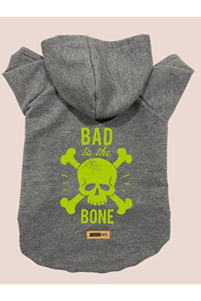 Monopetz سويت شيرت بغطاء للرأس للكلاب والقطط - غطاء رأس رمادي جمجمة - مقاس XL