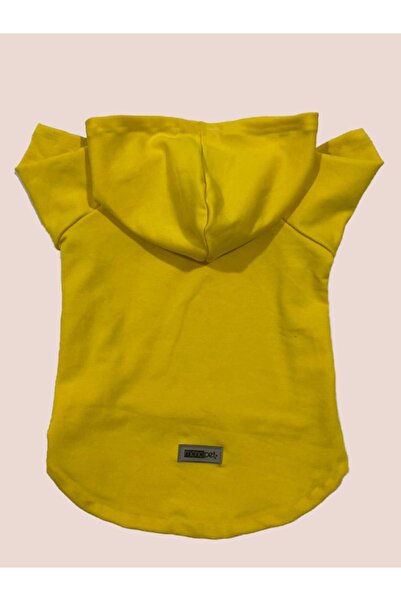 Monopetz سويت شيرت بغطاء للرأس للكلاب والقطط - أصفر عادي - مقاس L