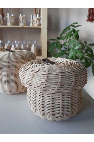 His Art Workshop Natural Rattan Bamboo Basket with Lid