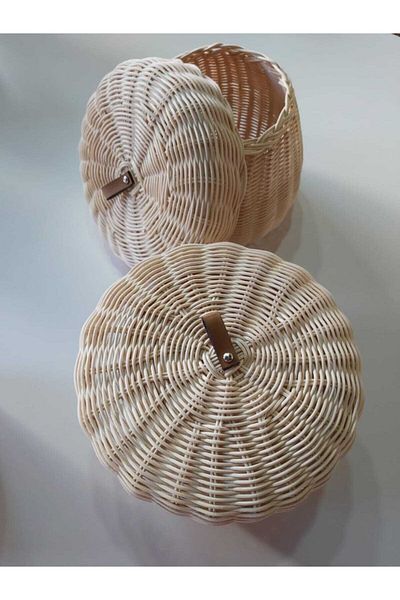 His Art Workshop Natural Rattan Bamboo Basket with Lid