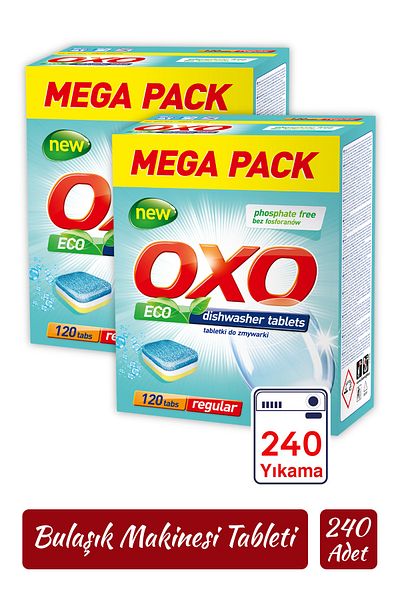 Oxo 240 Dishwasher Tablets Mega Pack Detergent All in One (120X2)