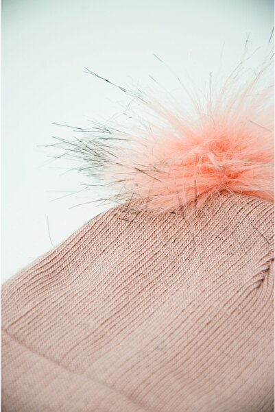 mottomia Valentine's Day Special Light Pink Color Pompom Children's Beanie