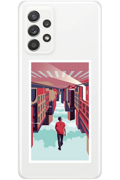 WANNA PROTECT Samsung A72 Reverse City Design Patterned Transparent Silicone ...