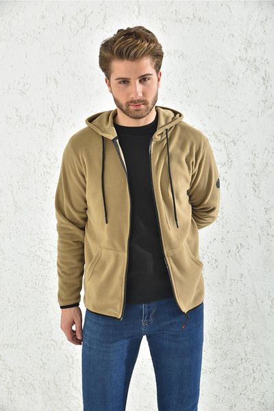 Rodi rd22ke 054211   Ανδρική κουκούλα με φερμουάρ Fleece Sweat Beige