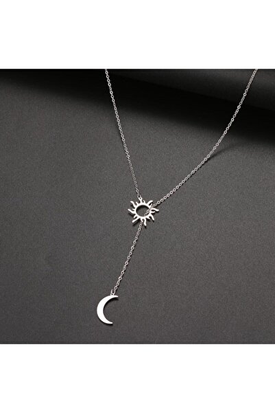 Redstone Store 925 Ayar Gümüş Iç Içe Güneş-ay Kolye
