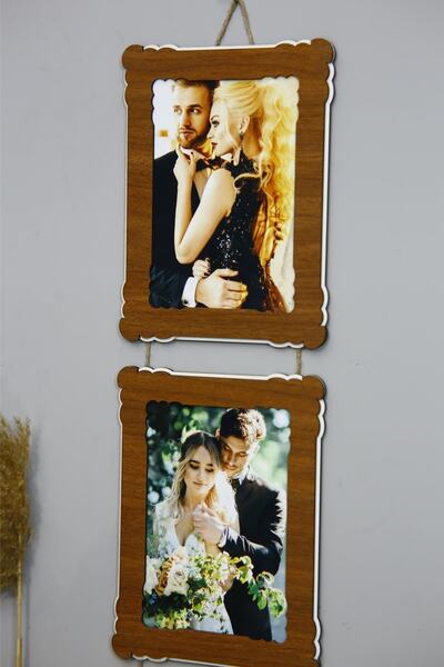HanemGrup Ahşap 3'lü 15x21 Cm Ipli Fotoğraf Askılı Dikey-renk Ceviz