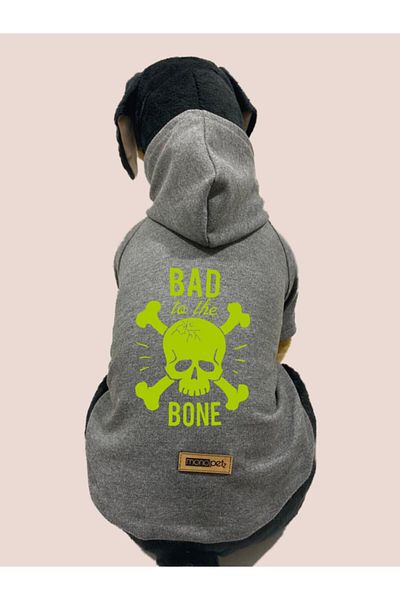 Monopetz Hooded Sweatshirt Dog And Cat Outfit - Gray Skull Cap