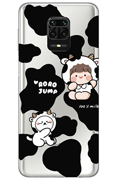 WANNA PROTECT Xiaomi Redmi Note 9s Inek Tasarımlı Desenli Şeffaf Silikon Kılıfı