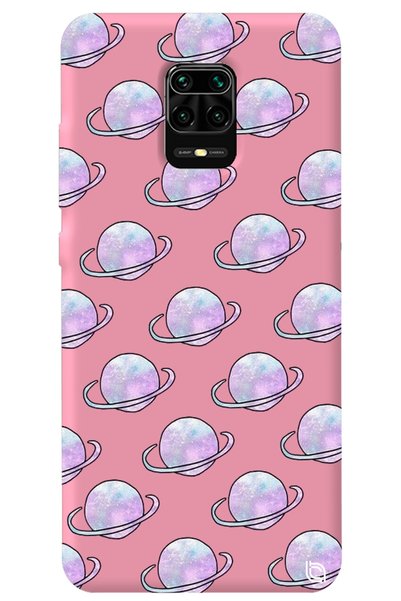 WANNA PROTECT Xiaomi Redmi Note 9 Pro Pink Color Saturn Velvet Patterned Sili...