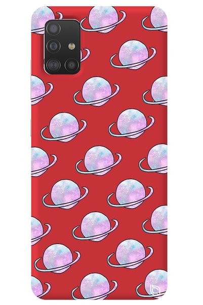 WANNA PROTECT Samsung A51 Red Color Saturn Velvet Patterned Silicone Phone Case