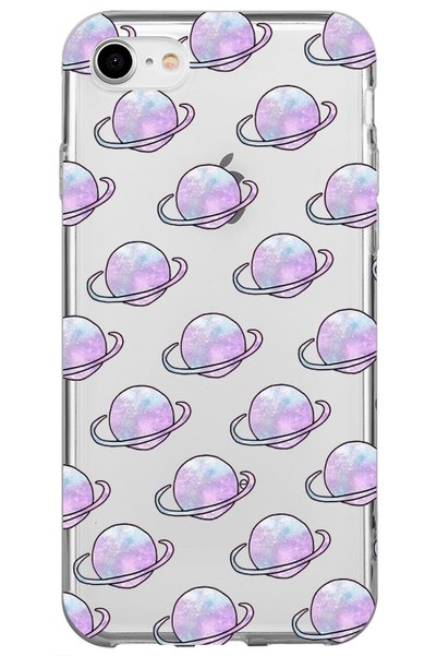 WANNA PROTECT iPhone 8 Saturn Design Patterned Transparent Silicone Phone Case
