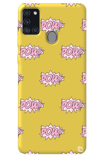 WANNA PROTECT Samsung A21S Yellow Color Pow Velvet Patterned Silicone Phone Case
