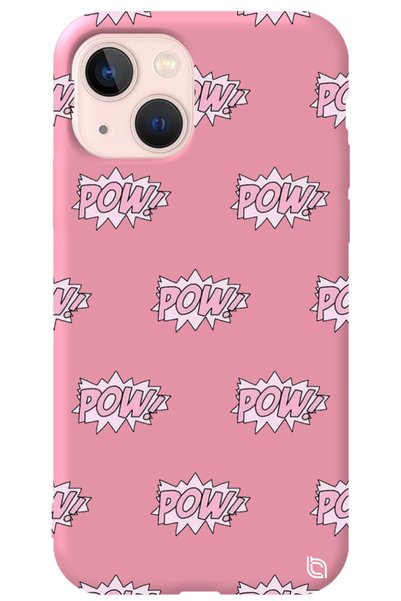 WANNA PROTECT iPhone 13 Pink Colored Pow Velvet Patterned Silicone Phone Case