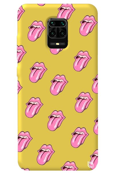 WANNA PROTECT Xiaomi Redmi Note 9S Yellow Colored Lips Velvet Patterned Silic...
